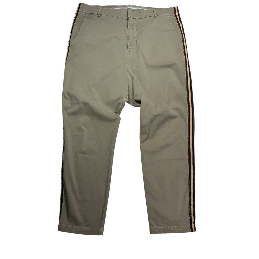 Nili Lotan Women’s 10 Olive Side Stripe Cropped Military Pants Drop Rise